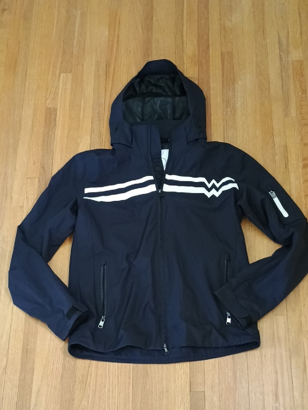 Bogner navy and white jacket interior label